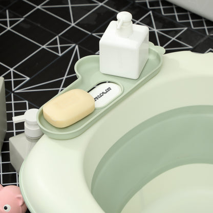Foldable Baby Bathtub with Bath Cushion, Foldable Baby Tub with Stand, Non-slip Baby Tub, Bath Basin, Shower Tray for Toddlers 0-3 Years, Green