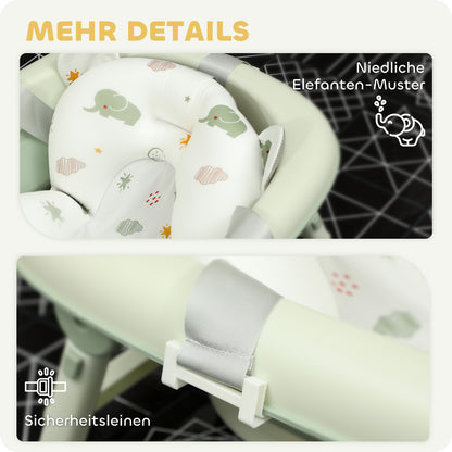 Foldable Baby Bathtub with Bath Cushion, Foldable Baby Tub with Stand, Non-slip Baby Tub, Bath Basin, Shower Tray for Toddlers 0-3 Years, Green