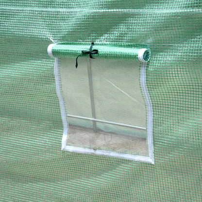 Greenhouse 395x195x190cm Foil Greenhouse Tomato House with Door, 6 Windows, Foil Tunnel made of galvanized steel, PE, stable greenhouse planting tunnel, including ground anchors & ropes
