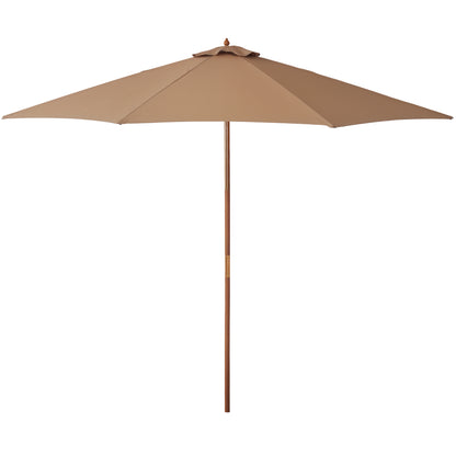 Sun Umbrella Ø 300 cm, Sun Umbrella with UV Protection Balcony Umbrella made of Wood Beach Umbrella Stable Market Umbrella Sun Protection for Beach Terrace Garden, Khaki