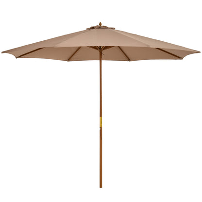 Sun Umbrella Ø 300 cm, Sun Umbrella with UV Protection Balcony Umbrella made of Wood Beach Umbrella Stable Market Umbrella Sun Protection for Beach Terrace Garden, Khaki