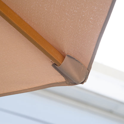 Sun Umbrella Ø 300 cm, Sun Umbrella with UV Protection Balcony Umbrella made of Wood Beach Umbrella Stable Market Umbrella Sun Protection for Beach Terrace Garden, Khaki