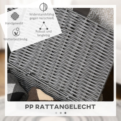 Storage Basket 3-Piece Set Storage Boxes made of Art Rattan with Lid and Buckles, Storage Organizer for Bedroom, Living Room, Gray