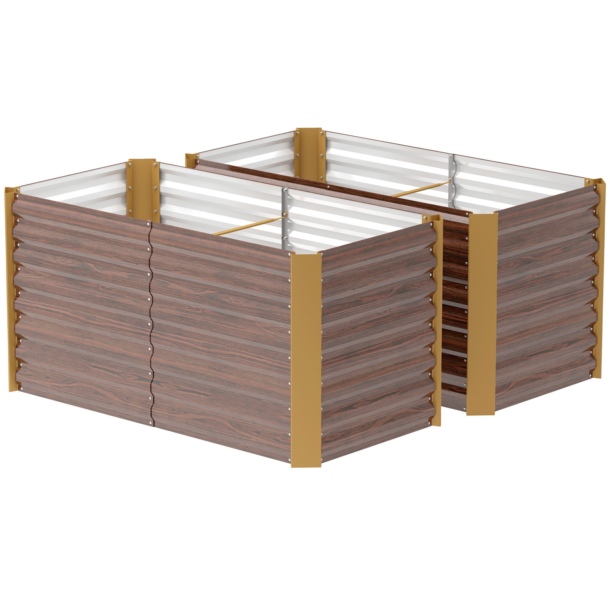 2-Piece Elevated Planter Box Flower Bed Weather-Resistant, Planting Bed Greenhouse Garden Bed Planter Pot Flower Box Made of Galvanized Steel, Flower Box for Patio & Garden, 120 x 60 x 60 cm