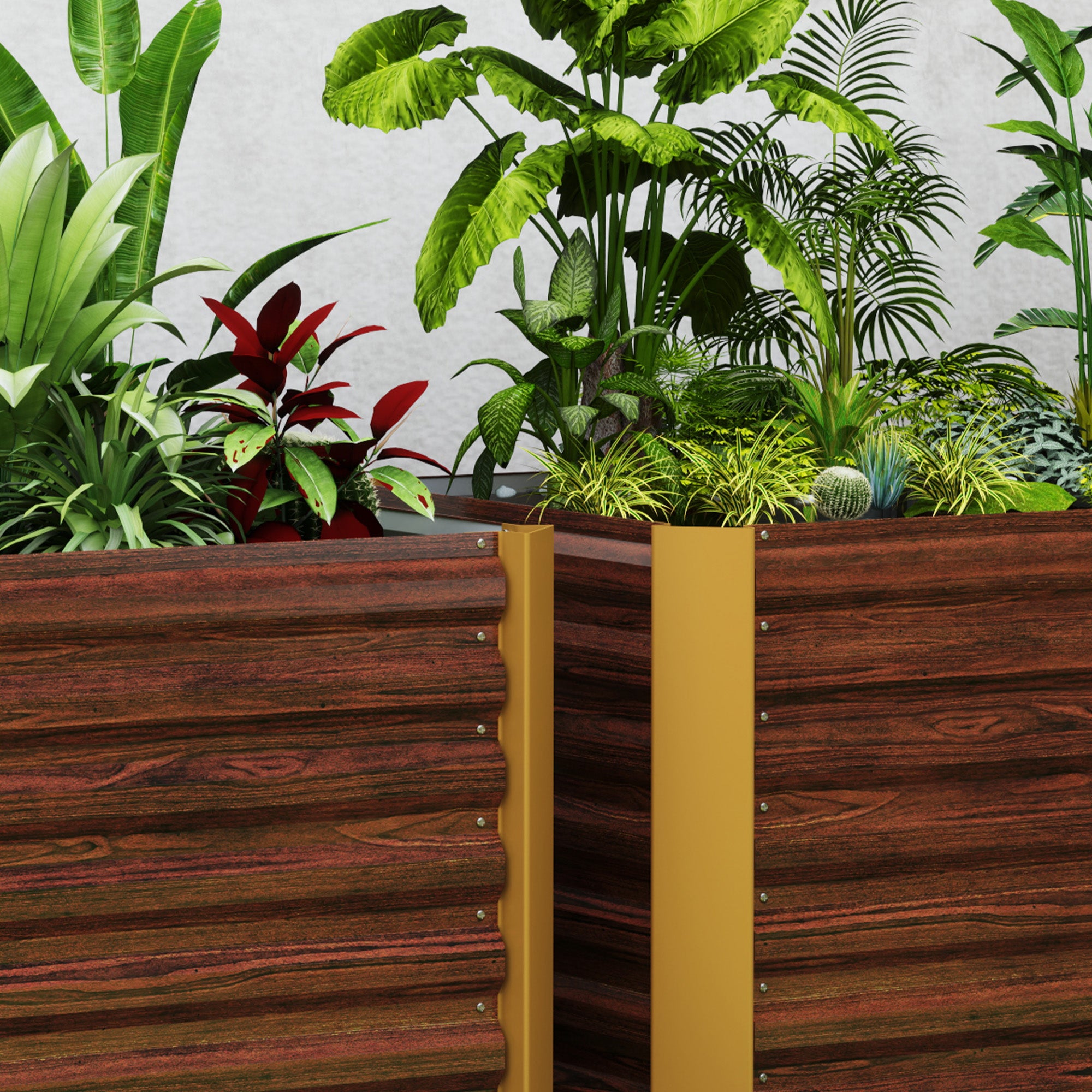 2-Piece Elevated Planter Box Flower Bed Weather-Resistant, Planting Bed Greenhouse Garden Bed Planter Pot Flower Box Made of Galvanized Steel, Flower Box for Patio & Garden, 120 x 60 x 60 cm