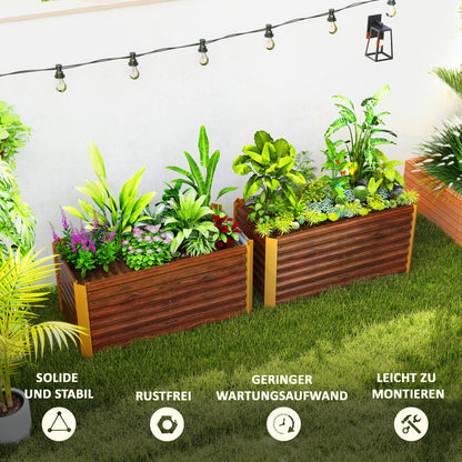 2-Piece Elevated Planter Box Flower Bed Weather-Resistant, Planting Bed Greenhouse Garden Bed Planter Pot Flower Box Made of Galvanized Steel, Flower Box for Patio & Garden, 120 x 60 x 60 cm
