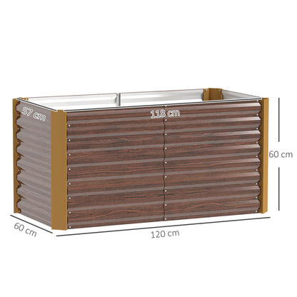 2-Piece Elevated Planter Box Flower Bed Weather-Resistant, Planting Bed Greenhouse Garden Bed Planter Pot Flower Box Made of Galvanized Steel, Flower Box for Patio & Garden, 120 x 60 x 60 cm