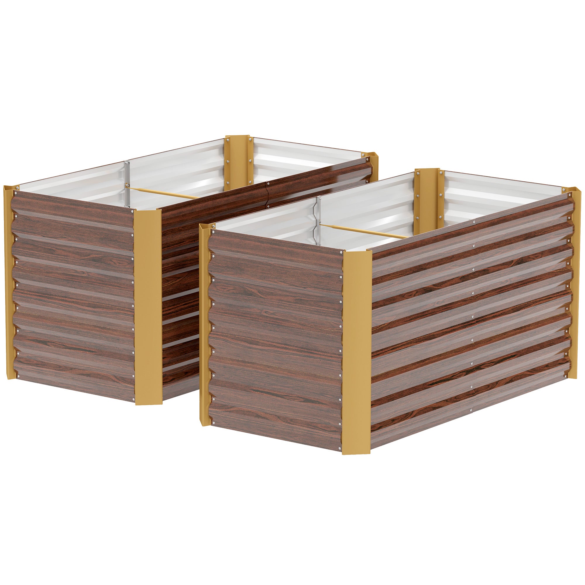 2-Piece Elevated Planter Box Flower Bed Weather-Resistant, Planting Bed Greenhouse Garden Bed Planter Pot Flower Box Made of Galvanized Steel, Flower Box for Patio & Garden, 120 x 60 x 60 cm