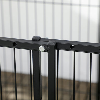 6-Panel Adjustable Dog Playpen Pet Fence with Steel Frame 82.5-150x79x81 cm Black