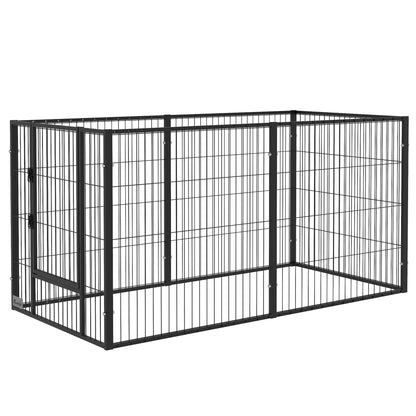 6-Panel Adjustable Dog Playpen Pet Fence with Steel Frame 82.5-150x79x81 cm Black