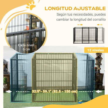 6-Panel Adjustable Dog Playpen Pet Fence with Steel Frame 82.5-150x79x81 cm Black