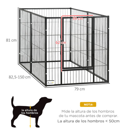 6-Panel Adjustable Dog Playpen Pet Fence with Steel Frame 82.5-150x79x81 cm Black