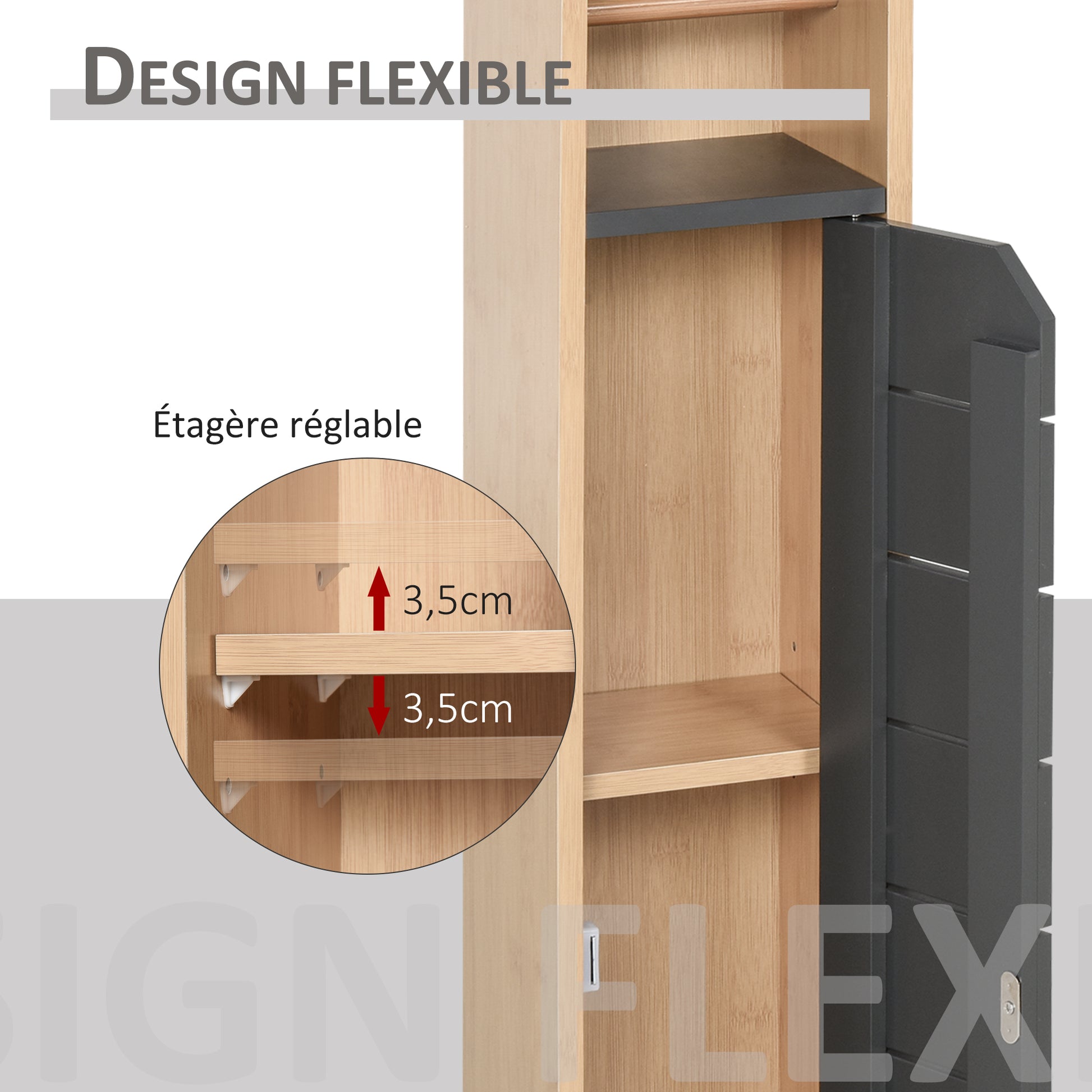 Toilet Paper Holder Stand - Toilet Paper Holder - Toilet Paper Cabinet - 2 Levels + Paper Outlet MDF Gray Bamboo