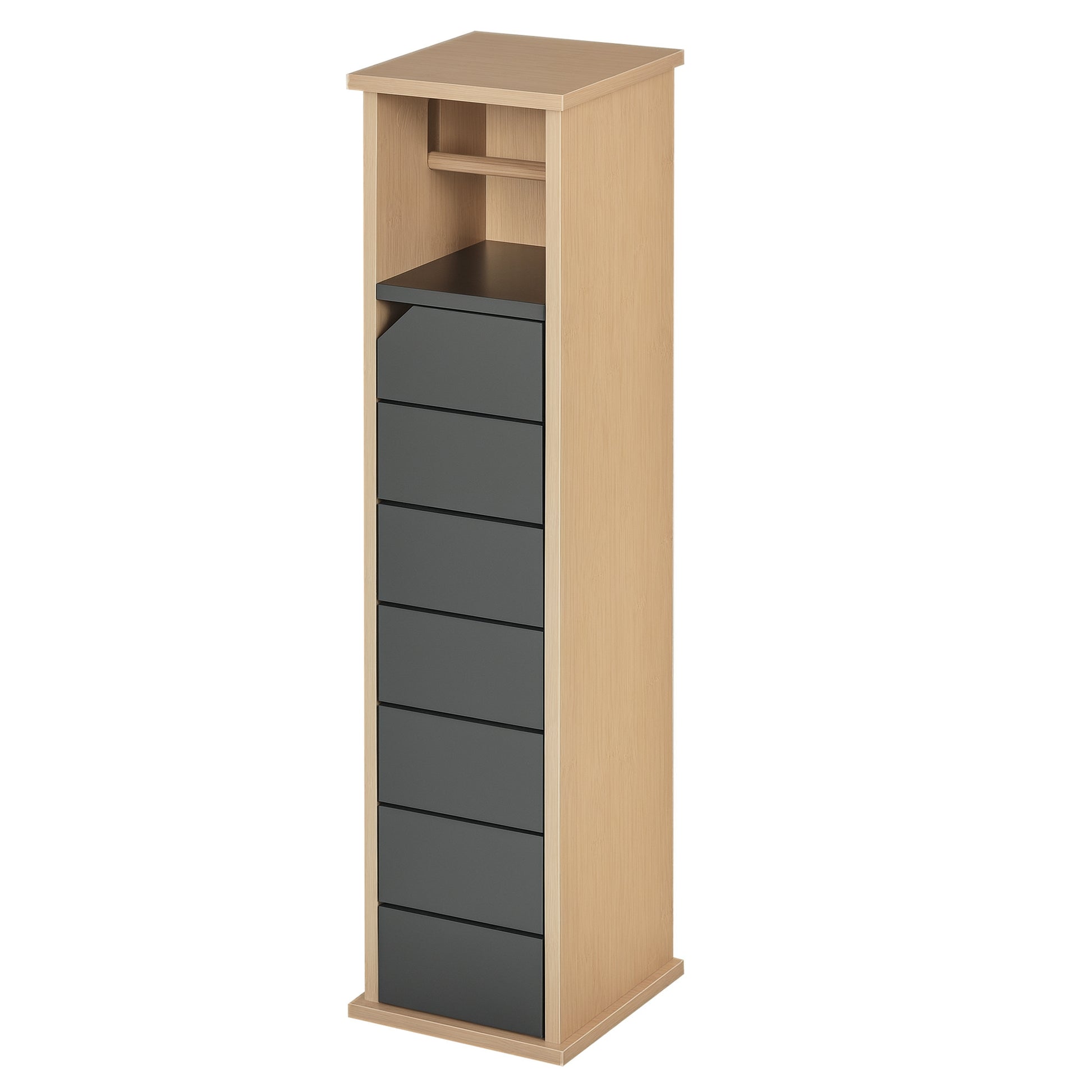 Toilet Paper Holder Stand - Toilet Paper Holder - Toilet Paper Cabinet - 2 Levels + Paper Outlet MDF Gray Bamboo