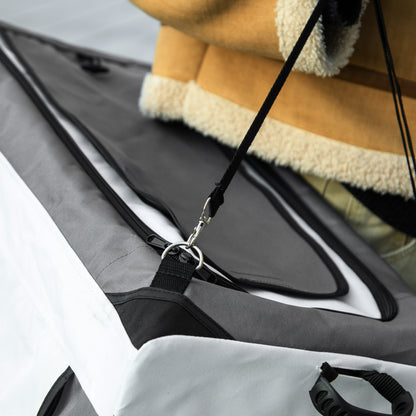 2 in 1 Dog Stroller Pet Buggy Foldable for Dogs & Cats up to 10kg Cat Buggy with Cushion Mesh Windows Doors Storage Basket Cat Carriage Buggy Gray