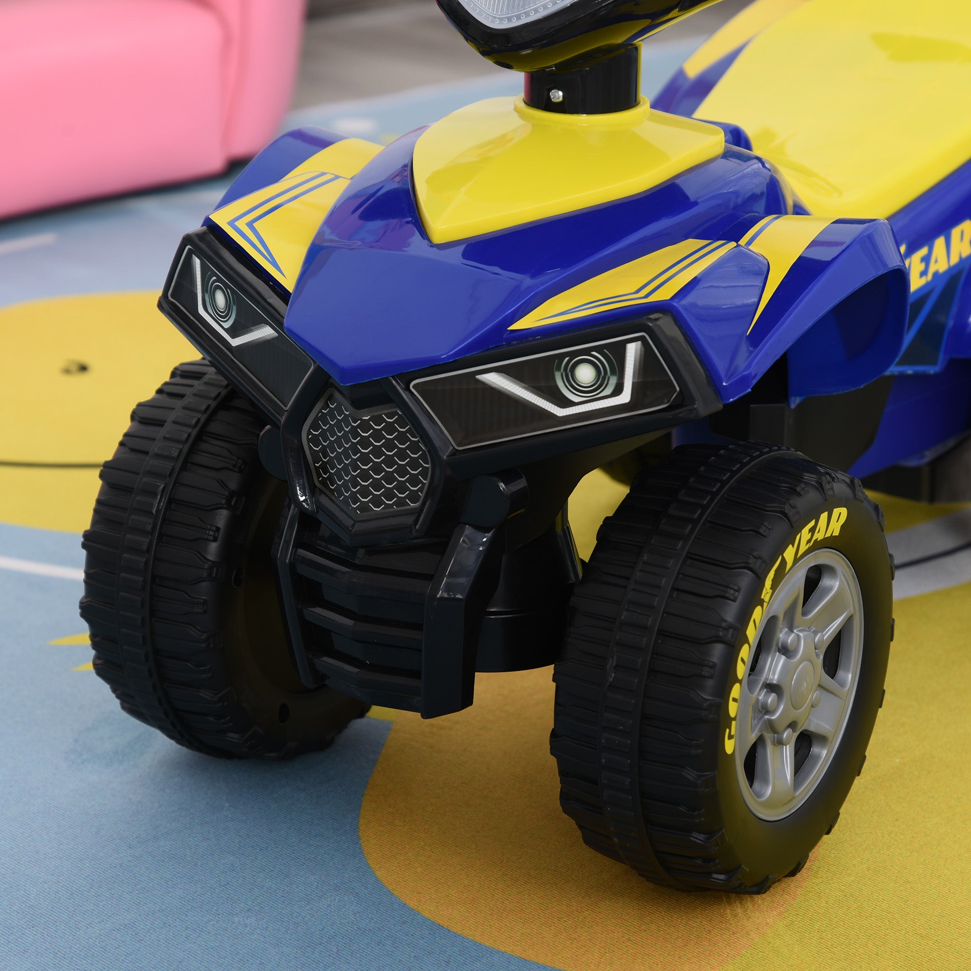 Kids' Pedal-Less Quad Ride-On for Children 18-36 Months Old Quad Bike with Light, Horn, and Secret Storage Space 60x31x42 cm Blue