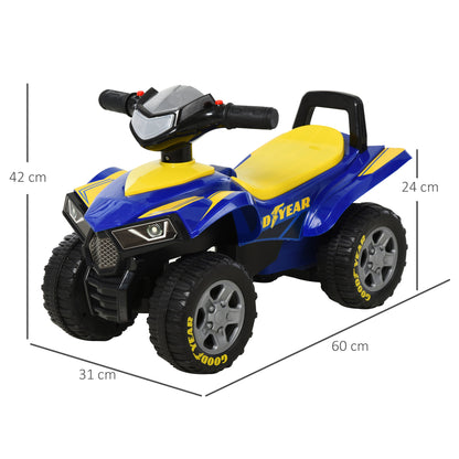 Kids' Pedal-Less Quad Ride-On for Children 18-36 Months Old Quad Bike with Light, Horn, and Secret Storage Space 60x31x42 cm Blue