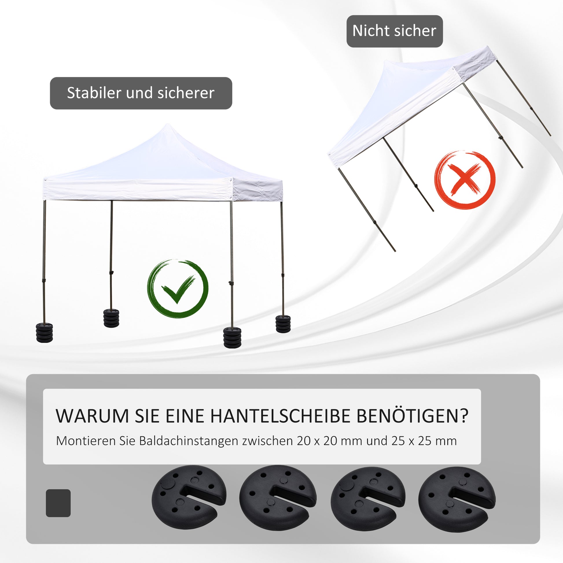 Pavilion Base 4 pcs Weight Party Tent Pavilion Weight Fillable up to 5 kg Weights for Pavilion Anchor for Pavilions Ø25 x 6 cm Black