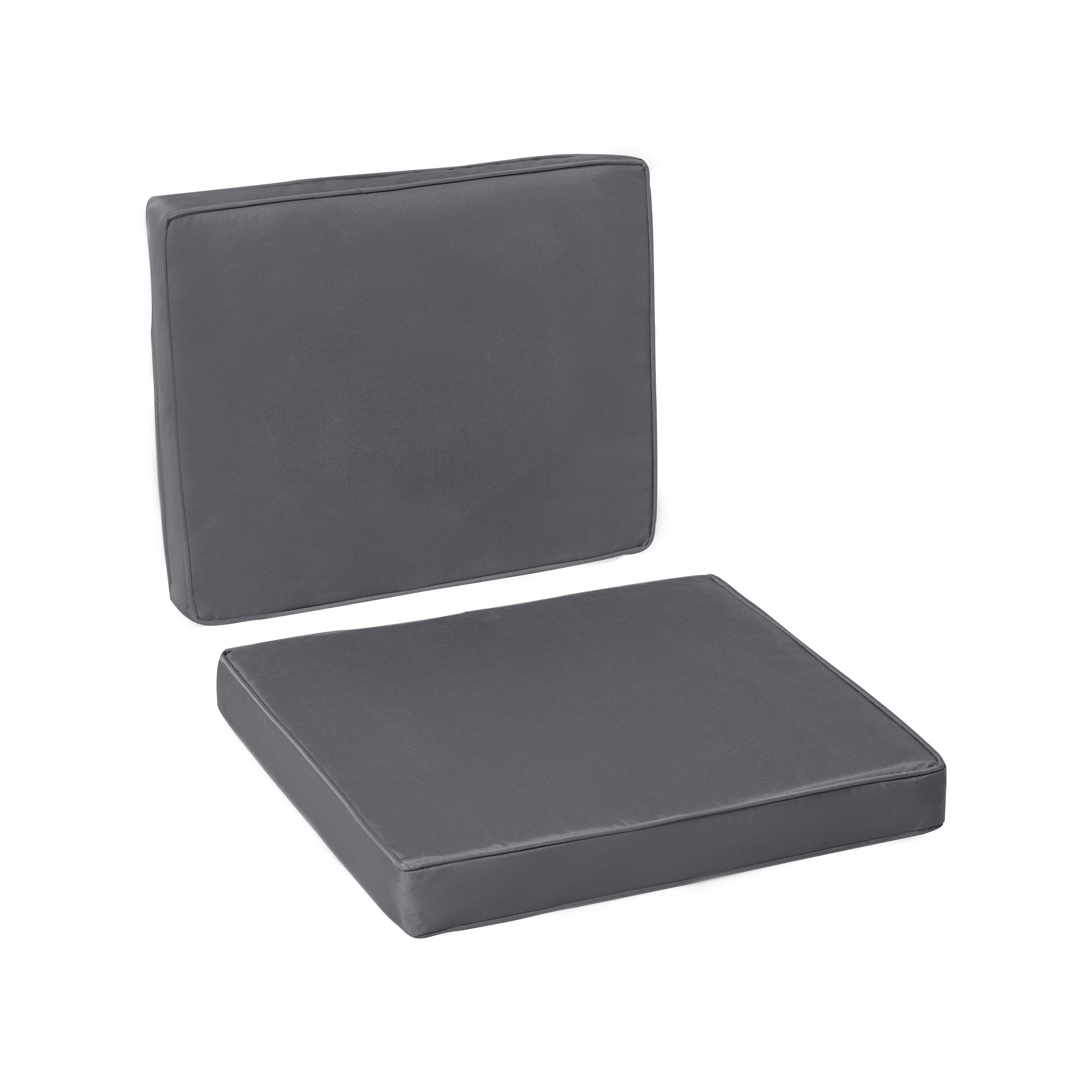 2-Piece Seat Cushion Set, 56 x 52 cm Chair Cushions with Zipper, Fabric Cover, 7cm Thick Pad, Washable Seat Pad for Home, Garden, Car, Office, Sofa, Chairs, Dark Grey