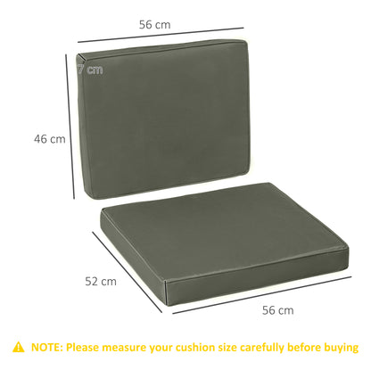 2-Piece Seat Cushion Set, 56 x 52 cm Chair Cushions with Zipper, Fabric Cover, 7cm Thick Pad, Washable Seat Pad for Home, Garden, Car, Office, Sofa, Chairs, Dark Grey
