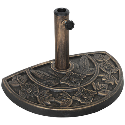 Semi-Circular Umbrella Base Umbrella Stand with Cement Filling Weight 9.5 kg for Garden Patio Bronze