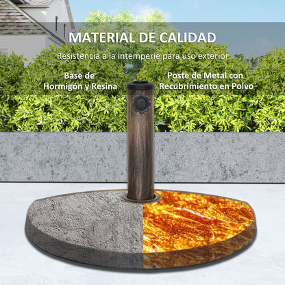 Semi-Circular Umbrella Base Umbrella Stand with Cement Filling Weight 9.5 kg for Garden Patio Bronze