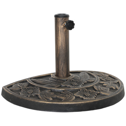Semi-Circular Umbrella Base Umbrella Stand with Cement Filling Weight 9.5 kg for Garden Patio Bronze
