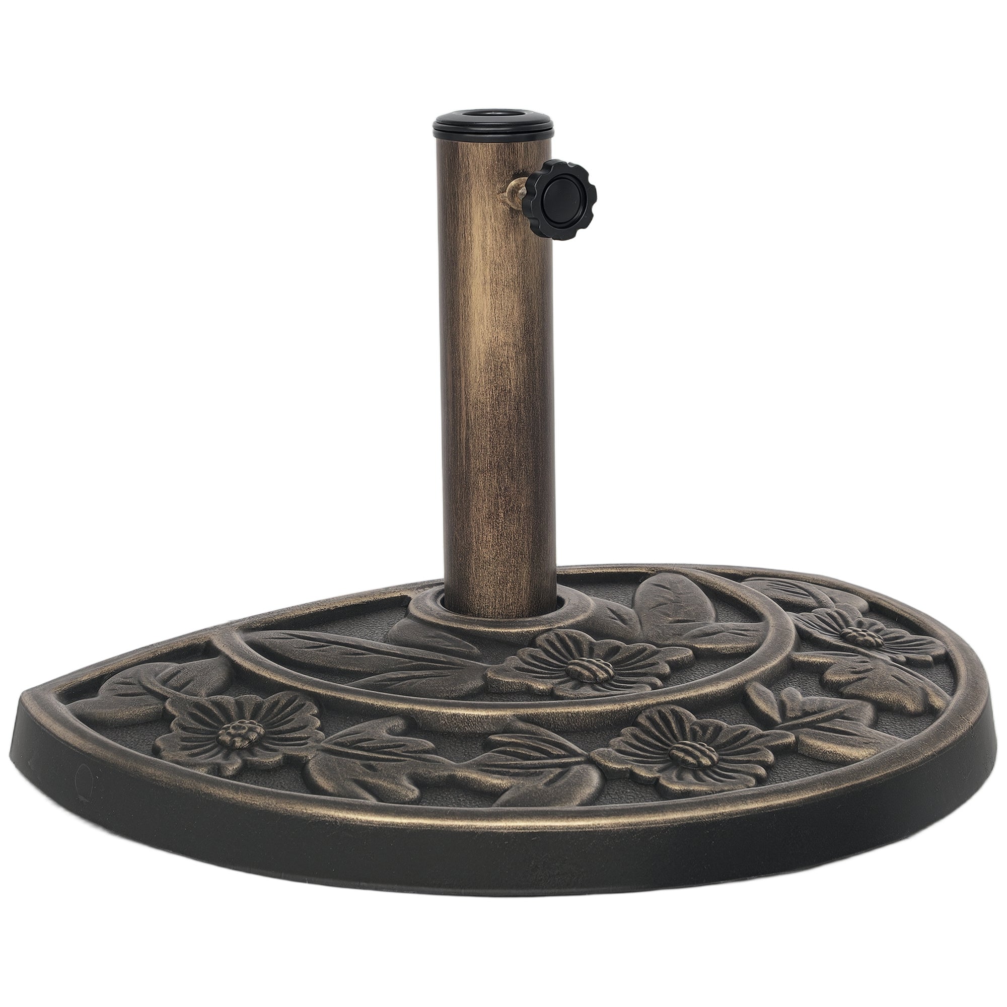 Semi-Circular Umbrella Base Umbrella Stand with Cement Filling Weight 9.5 kg for Garden Patio Bronze