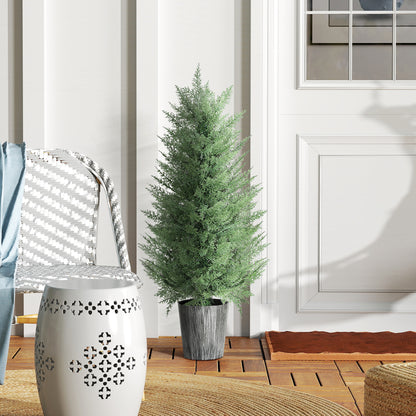 Set of 2 Large 35.4 in Artificial Cypress Trees in Pots – Lifelike Plastic Faux Plants for Living Room, Bedroom, Office, Patio • Modern Décor • Gift