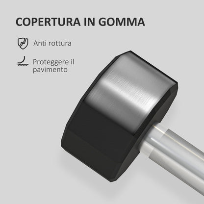 SPORTNOW Set of 2 12-Sided Dumbbells 2x8 kg in Metal and Rubber, Gym Dumbbells Set with Non-Slip Grip, 26x12x12 cm, Black