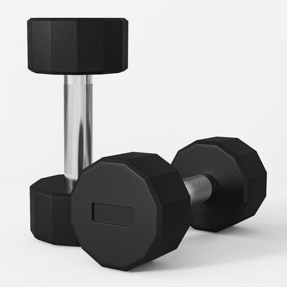 SPORTNOW Set of 2 12-Sided Dumbbells 2x8 kg in Metal and Rubber, Gym Dumbbells Set with Non-Slip Grip, 26x12x12 cm, Black