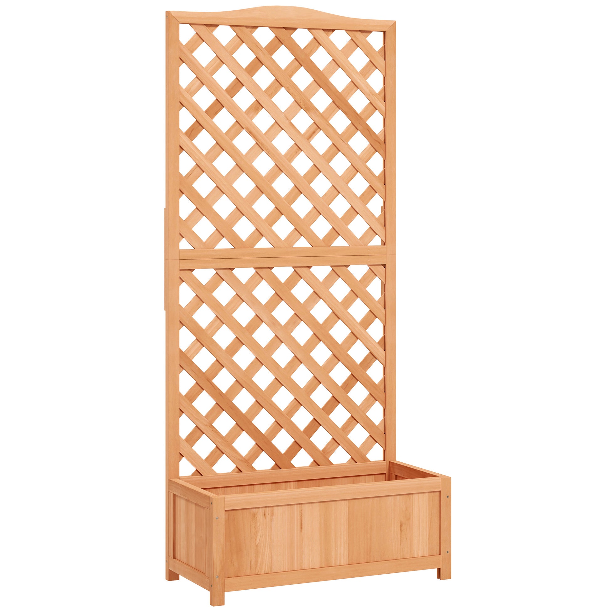 Raised Garden Bed with Trellis, Outdoor Planter with Trellis for Climbing Plants in Fir Wood, for Flowers and Vegetables, for Garden and Balcony, 76x36x170 cm, Brown