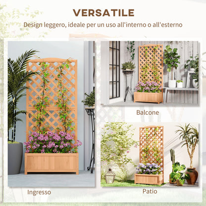 Raised Garden Bed with Trellis, Outdoor Planter with Trellis for Climbing Plants in Fir Wood, for Flowers and Vegetables, for Garden and Balcony, 76x36x170 cm, Brown