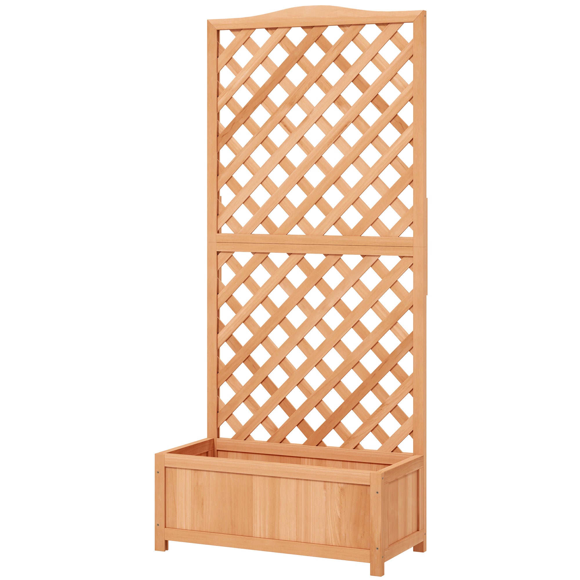 Raised Garden Bed with Trellis, Outdoor Planter with Trellis for Climbing Plants in Fir Wood, for Flowers and Vegetables, for Garden and Balcony, 76x36x170 cm, Brown