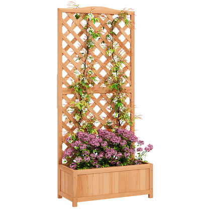 Raised Garden Bed with Trellis, Outdoor Planter with Trellis for Climbing Plants in Fir Wood, for Flowers and Vegetables, for Garden and Balcony, 76x36x170 cm, Brown