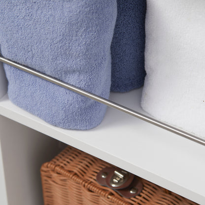 Swivel Bathroom Column Cabinet Bathroom Storage Column with Mirror - 6 Shelves - 36 x 36 x 171 cm White