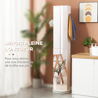 Swivel Bathroom Column Cabinet Bathroom Storage Column with Mirror - 6 Shelves - 36 x 36 x 171 cm White