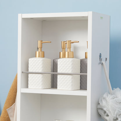 Swivel Bathroom Column Cabinet Bathroom Storage Column with Mirror - 6 Shelves - 36 x 36 x 171 cm White