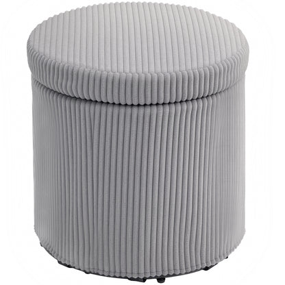 Round Storage Ottoman Upholstered in Velvet Padded Seat Removable Lid for Hallway Bedroom Living Room Ø40x41 cm Light Gray