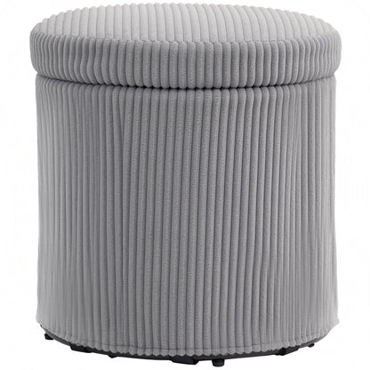 Round Storage Ottoman Upholstered in Velvet Padded Seat Removable Lid for Hallway Bedroom Living Room Ø40x41 cm Light Gray