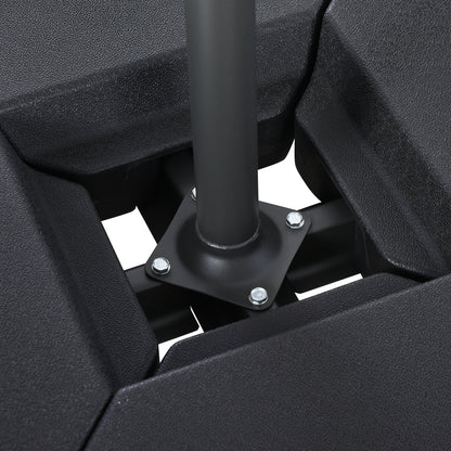 Umbrella Stand 4-piece Fillable Umbrella Base 15kg / 18 kg with Water or Sand Umbrella Weight for Cantilever Umbrella Ground Cross Umbrella Holder Cantilever Umbrella Stand Plastic Black