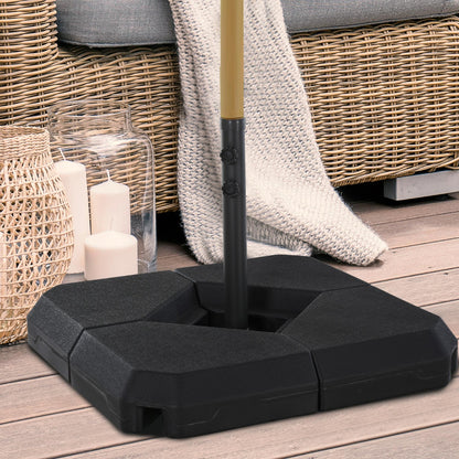 Umbrella Stand 4-piece Fillable Umbrella Base 15kg / 18 kg with Water or Sand Umbrella Weight for Cantilever Umbrella Ground Cross Umbrella Holder Cantilever Umbrella Stand Plastic Black