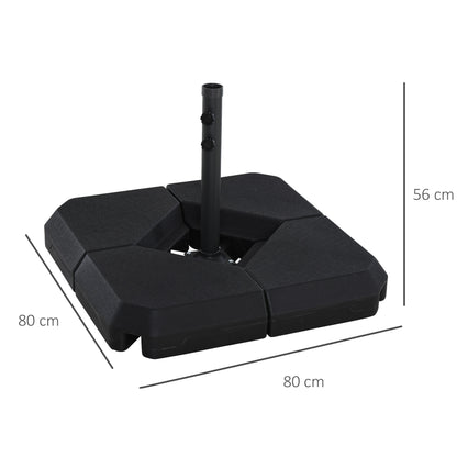 Umbrella Stand 4-piece Fillable Umbrella Base 15kg / 18 kg with Water or Sand Umbrella Weight for Cantilever Umbrella Ground Cross Umbrella Holder Cantilever Umbrella Stand Plastic Black