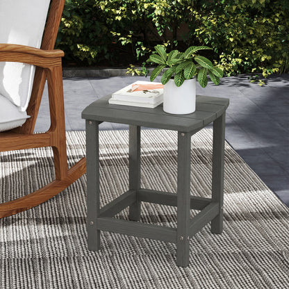 Patio Side Table 19 x 14.6 x 18.1 in, Weatherproof HDPE Balcony Table, Outdoor Dining & Camping Accent Table, Gray