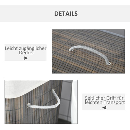 Bamboo Slim Laundry Basket with Lid 100L Laundry Collector with Handles, 2 Removable Laundry Bags, Laundry Baskets Laundry Box for Laundry Room, Bedroom, Bathroom Gray