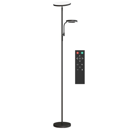 42W LED Floor Lamp dimmable 2700K-6500K floor lamps for living room with 4 colors continuous variation, 4 scene modes, remote and touch control, memory function, black