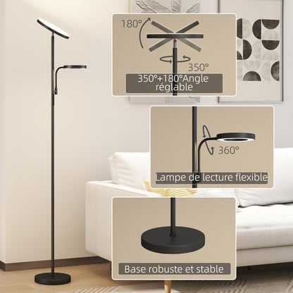 42W LED Floor Lamp dimmable 2700K-6500K floor lamps for living room with 4 colors continuous variation, 4 scene modes, remote and touch control, memory function, black