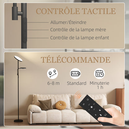 42W LED Floor Lamp dimmable 2700K-6500K floor lamps for living room with 4 colors continuous variation, 4 scene modes, remote and touch control, memory function, black