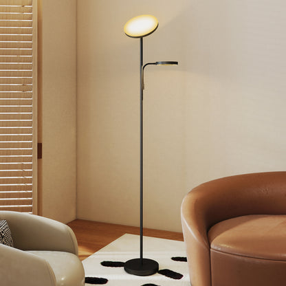42W LED Floor Lamp dimmable 2700K-6500K floor lamps for living room with 4 colors continuous variation, 4 scene modes, remote and touch control, memory function, black
