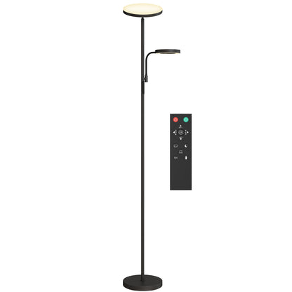 42W LED Floor Lamp dimmable 2700K-6500K floor lamps for living room with 4 colors continuous variation, 4 scene modes, remote and touch control, memory function, black